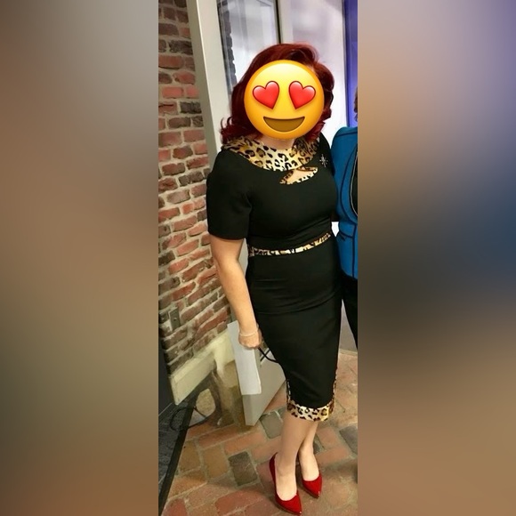 🐆 MISS CANDYFLOSS FEMME FATALE LEOPARD CHEETAH WIGGLE PINUP RETRO MADMEN DRESS - Picture 4 of 12